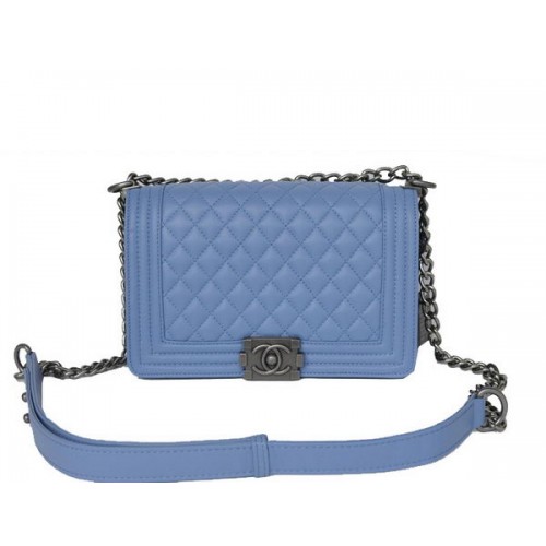 Chanel A67086 Blauwe Le Boy Flap Schoudertas Zilver