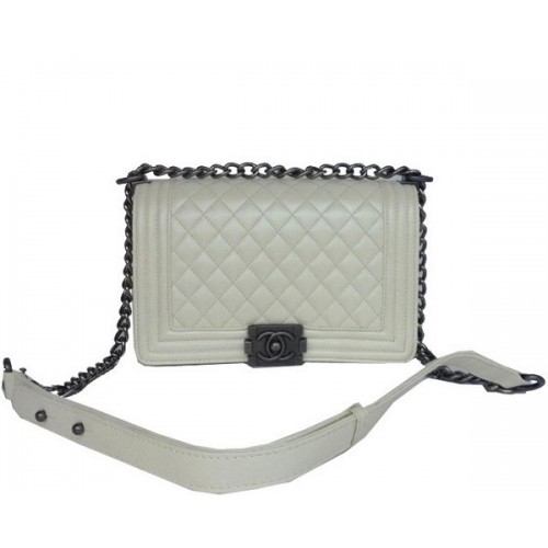 Chanel A67086 Offwhite Le Boy Flap Schoudertas Zilver