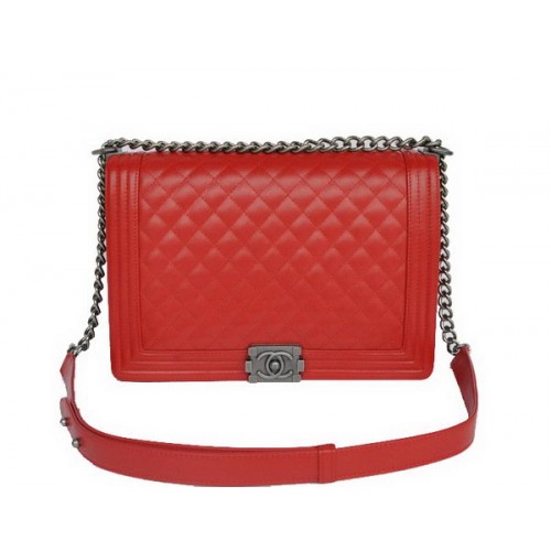 Hot Style Chanel A67086 Rode Le Boy Flap Schoudertas Zilver