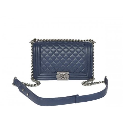 Hot Style Chanel A67086 Royalblue Le Boy Flap Schoudertas Zilver