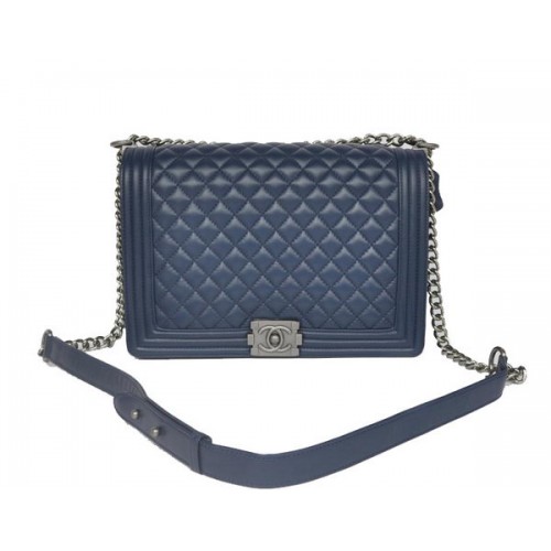 Chanel A67087 Royalblue schapenvacht lederen Le Boy Flap schoudertas