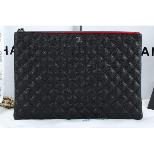 Chanel A6952 Clutch Cannage Patroon Leer Zwart