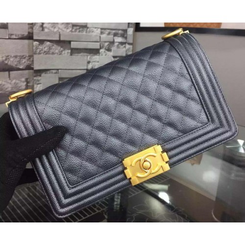 Chanel Boy Flap Schoudertas Zwart Origineel Kalfsleer A8708 Goud