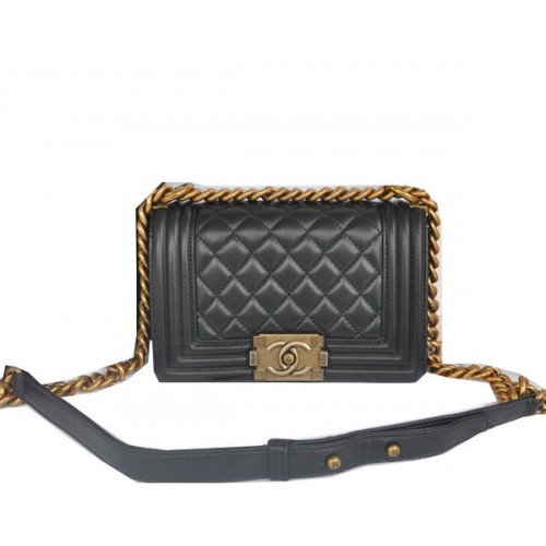 Chanel Boy Flap Schoudertas Zwart Origineel Lamsleer CHA67085 Goud