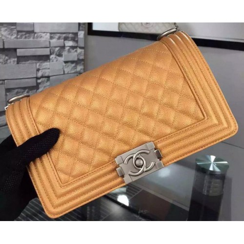 Chanel Boy Flap Schoudertas Goud Origineel Kalfsleer A8708 Zilver