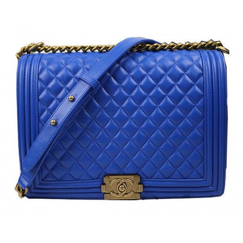 Chanel Boy Flap Schoudertas Origineel Schapenleer A67087 Blauw