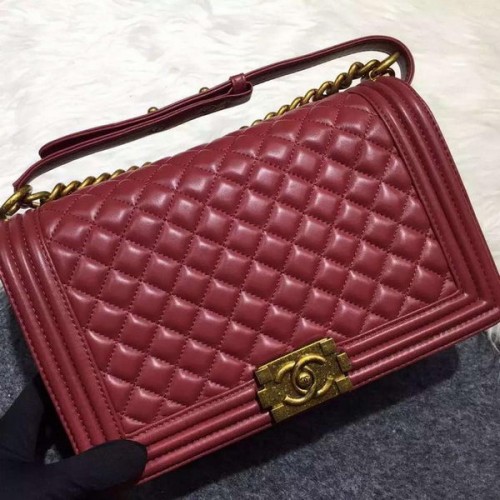Chanel Boy Flap Schoudertas Origineel Schapenleer A67088 Burgundy