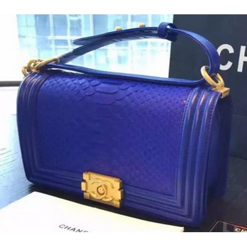 Chanel Boy Flap Schoudertas Royal Python Leer A66095 Goud