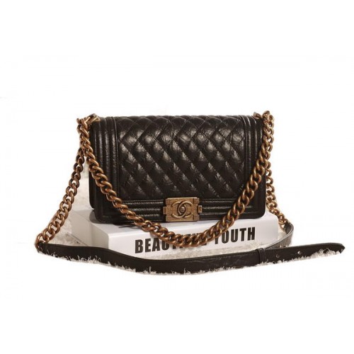 Chanel Boy Flap schoudertas in zwart origineel geglazuurd gecraqueleerd A67086 goud