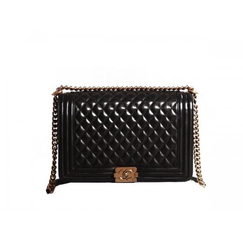 Chanel Boy Flap schoudertas in zwart origineel leer goud