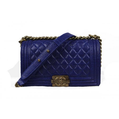 Chanel Boy Flap schoudertas in blauw origineel geglazuurd gecraqueleerd leer A67025 goud