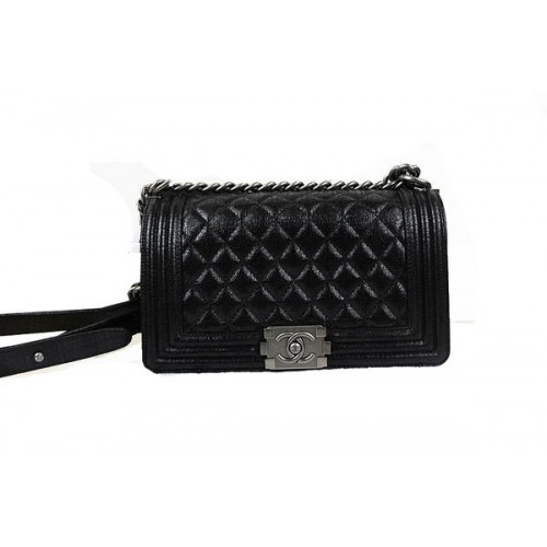 Chanel Boy Flap schoudertas in origineel geglazuurd gecraqueleerd leer A67025 zwart