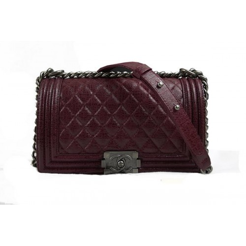 Chanel Boy Flap schoudertas in origineel geglazuurd gecraqueleerd leer A67025 Bourgondië