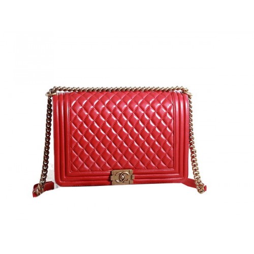 Chanel Boy Flap schoudertas in rood origineel leer goud