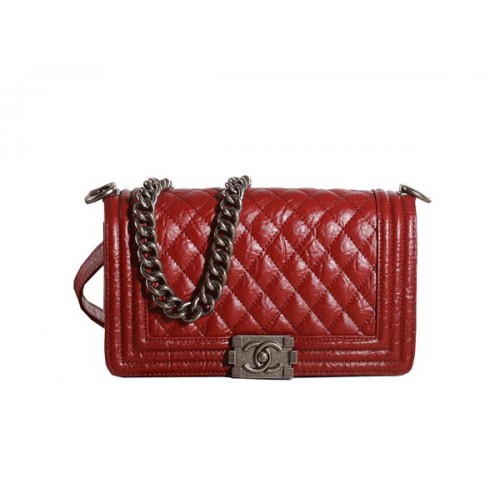 Chanel Boy Flap schoudertas in wijn origineel geglazuurd gecraqueleerd A67086 zilver