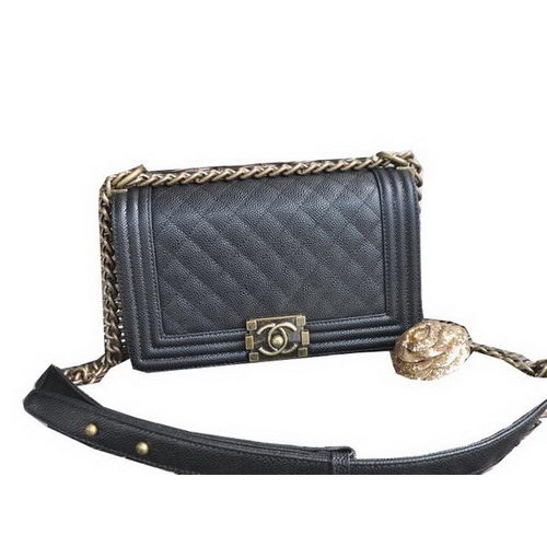 Chanel Boy Flap Schoudertassen Cannage Patroon Leer A67086 Zwart