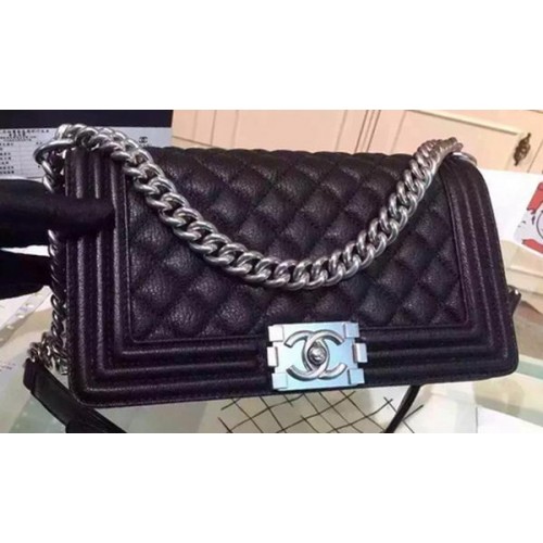 Chanel Boy Flap Schoudertassen Hertenleer Leer A67086 Zwart