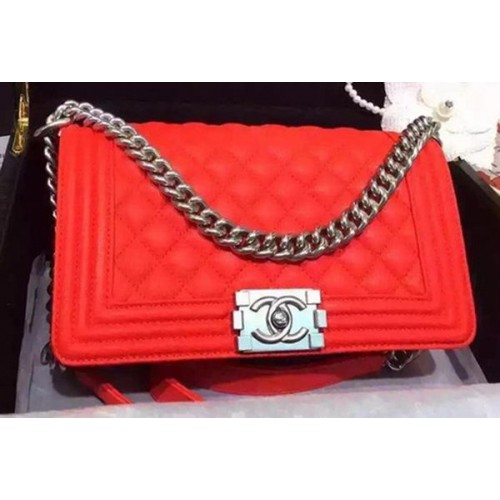 Chanel Boy Flap Schoudertassen Hertenleer Leer A67086 Rood