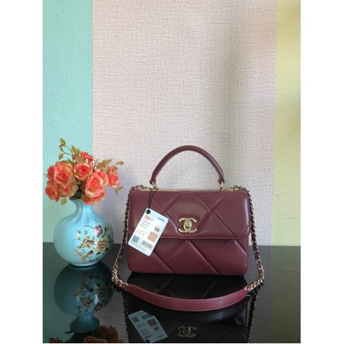 Chanel CC originele lamsleren kleptas A92236 Burgundy & Gold-Tone Metal