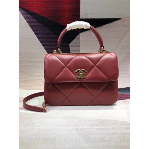 Chanel CC originele lamsleren kleptas A92236 rood & goudkleurig metaal