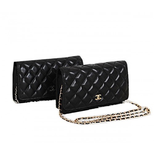 Chanel CHA33814 Originele Schapenvacht Leren Mini Flap Bag Zwart