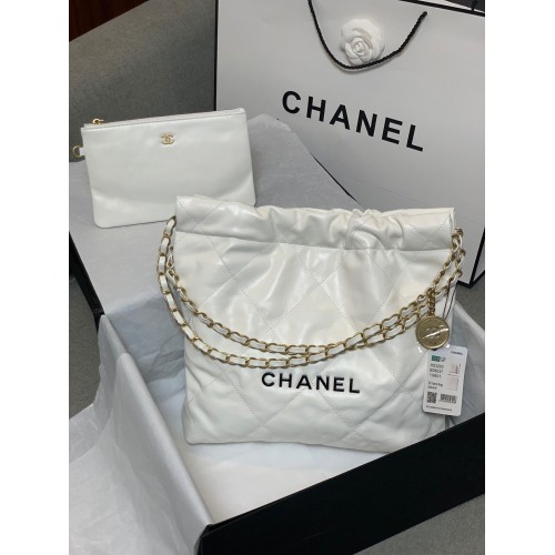 Chanel Kalfsleren boodschappentas AS3261 Wit