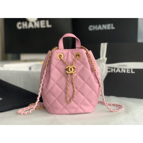 Chanel kalfsleren rugzak origineel leer AS3211 roze