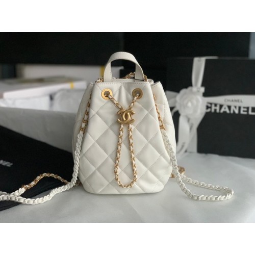 Chanel kalfsleren rugzak origineel leer AS3211 wit
