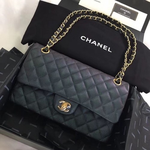 Chanel kalfsleer goudkleurig metaal A01112 zwart