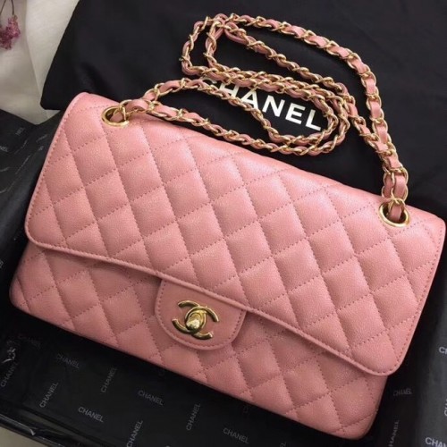 Chanel kalfsleer goudkleurig metaal A01112 roze