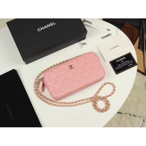 Chanel kalfsleer goudkleurig metaal A82527 roze