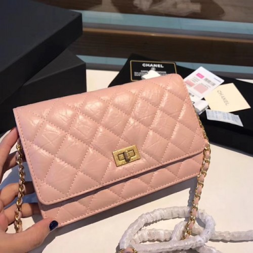 Chanel kalfsleer goudkleurig metaal S33814 roze