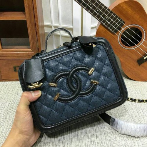 Chanel kalfsleren mini-schoudertas 6070 blauw