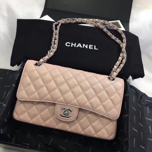 Chanel Kalfsleer Zilverkleurig Metaal A01112 nude