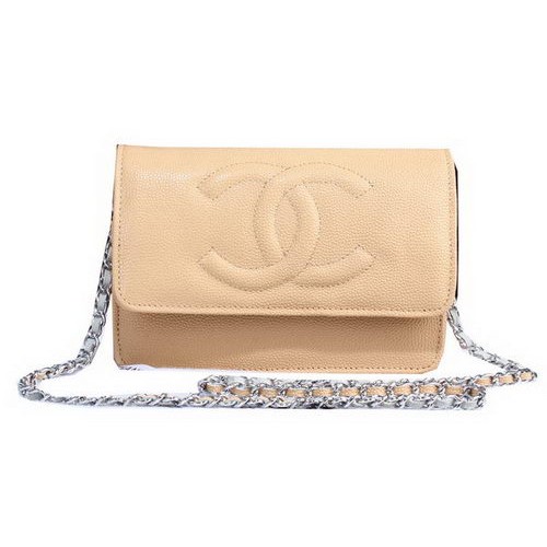 Chanel Cannage Patroon Leren Flap Schoudertas A8892 Abrikoos
