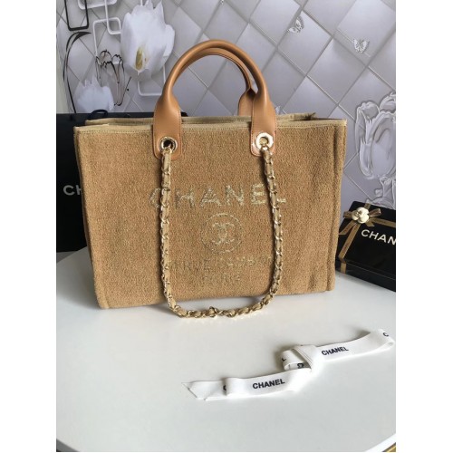 Chanel canvas schouderboodschappentas 66941 geel