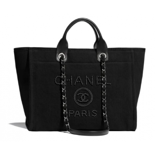Chanel canvas boodschappentas A66941 zwart