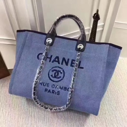 Chanel canvas boodschappentas A68046 blauw