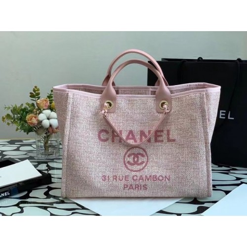 Chanel canvas boodschappentas B66941 roze