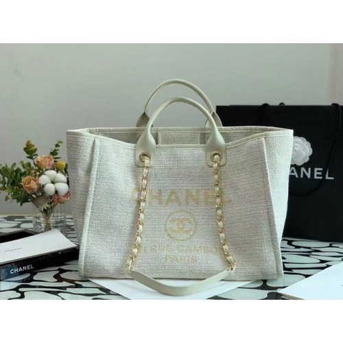 Chanel canvas boodschappentas B66941 wit