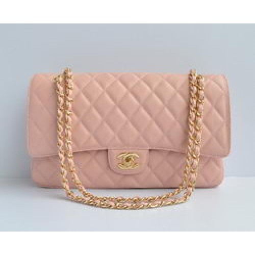 Chanel Classic 2.55 Series Pink Caviar Golden Chain Quilted Flap Bag 1113