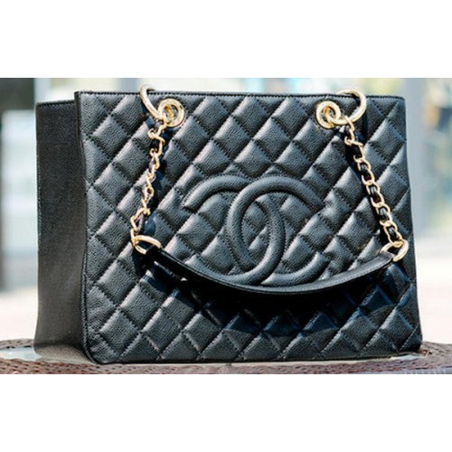 Chanel Classic Coco Bag Zwart GST Cannage Patroon A50995 Goud