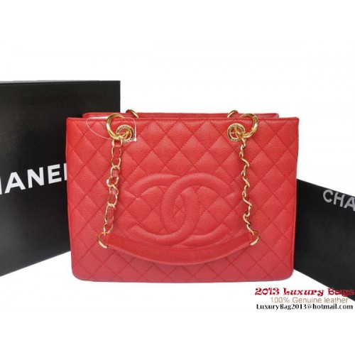 Chanel Classic Coco Bag GST Caviar Leer A36092 Rood Goud