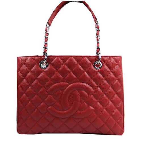 Chanel Classic Coco Bag Rood GST Caviar Leer A50995 Zilver