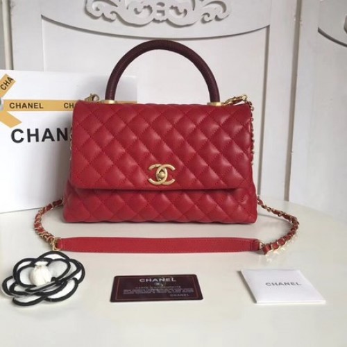 Chanel Classic Dieprode Top Handle Bag Original Caviar Leather A92215 rood