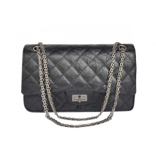 Chanel Classic Falp Bag Zwart geglazuurd gecraqueleerd leer A28668 Zwart Zilver