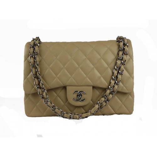 Chanel Classic Flap Bag 1113 Abrikoos Origineel Schapenleer Zilver