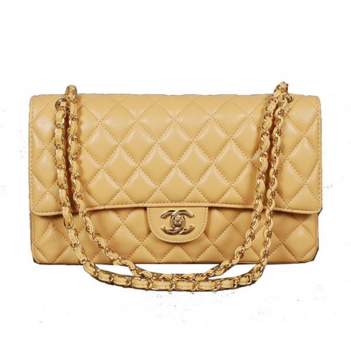 Chanel Classic Flap Bag 1113 Abrikoos Schapenleer Goud