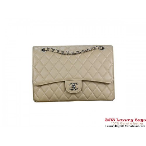 Chanel Classic Flap Bag 1113 Abrikoos Schapenleer Zilver