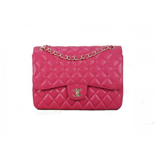 Chanel Classic Flap Bag 1113 Rose Origineel Cannage Patroon Leer Goud